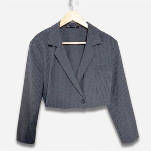 Zara Women's Charcoal Cropped Blazer
